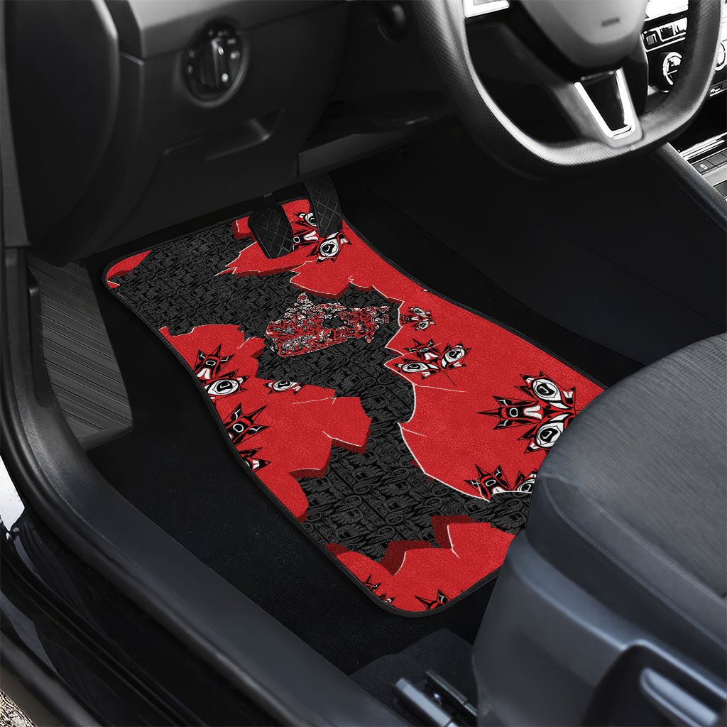 Canada National Indigenous Peoples Day Car Mats Red Map Haida Totem Patterns