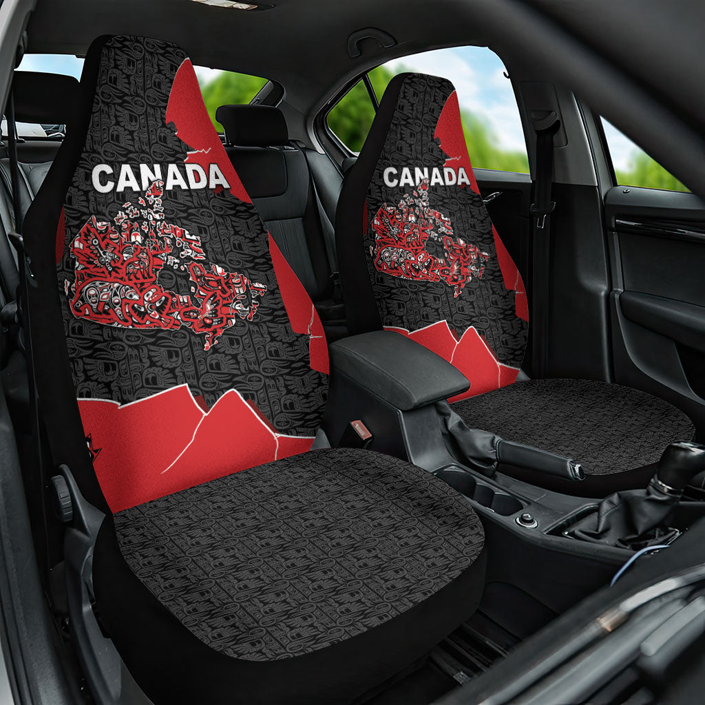 Canada National Indigenous Peoples Day Car Seat Cover Red Map Haida Totem Patterns