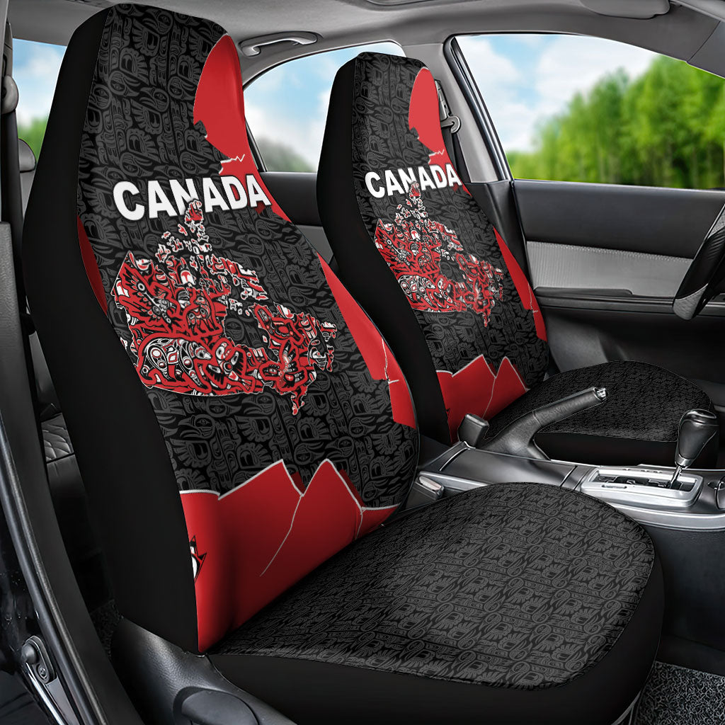 Canada National Indigenous Peoples Day Car Seat Cover Red Map Haida Totem Patterns