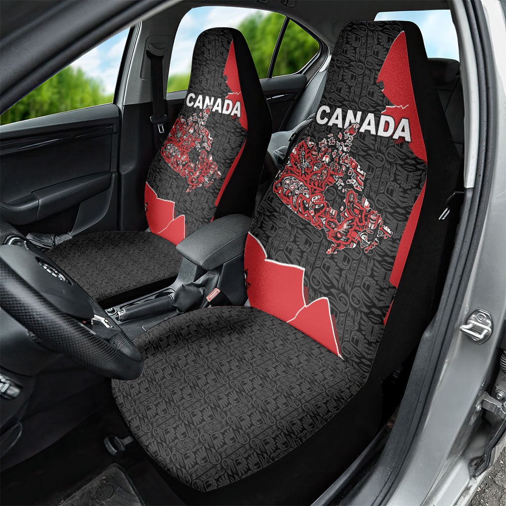 Canada National Indigenous Peoples Day Car Seat Cover Red Map Haida Totem Patterns