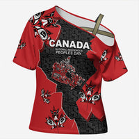 Canada National Indigenous Peoples Day Cross Shoulder Shirt Red Map Haida Totem Patterns