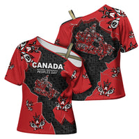 Canada National Indigenous Peoples Day Cross Shoulder Shirt Red Map Haida Totem Patterns