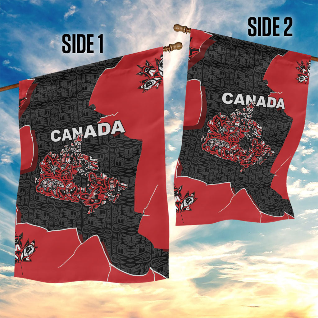 Canada National Indigenous Peoples Day Garden Flag Red Map Haida Totem Patterns