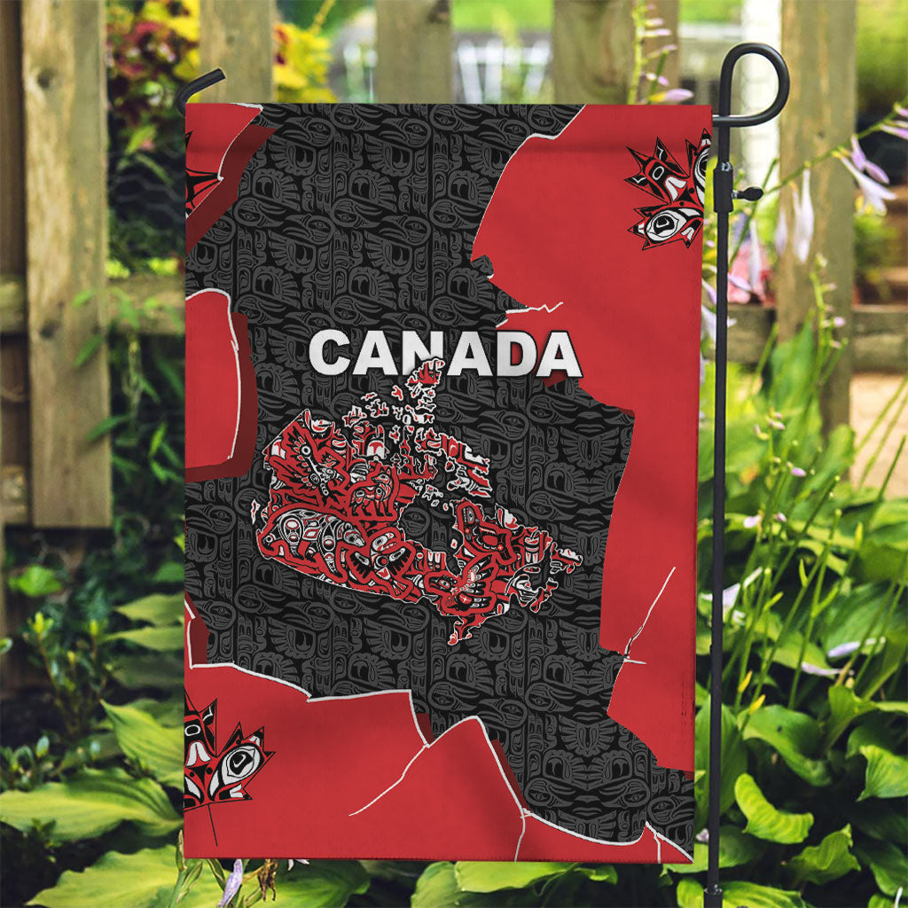 Canada National Indigenous Peoples Day Garden Flag Red Map Haida Totem Patterns