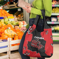 Canada National Indigenous Peoples Day Grocery Bag Red Map Haida Totem Patterns