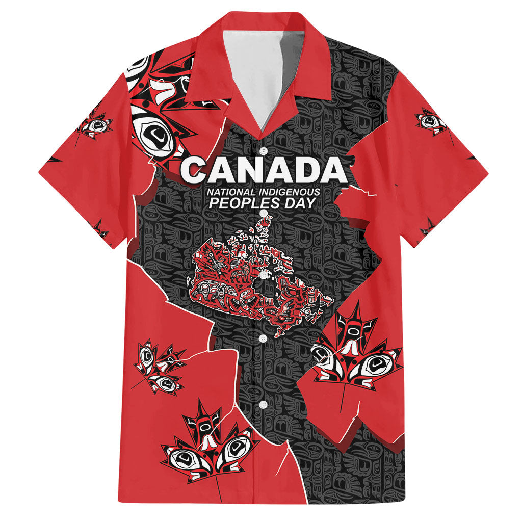 Canada National Indigenous Peoples Day Hawaiian Shirt Red Map Haida Totem Patterns