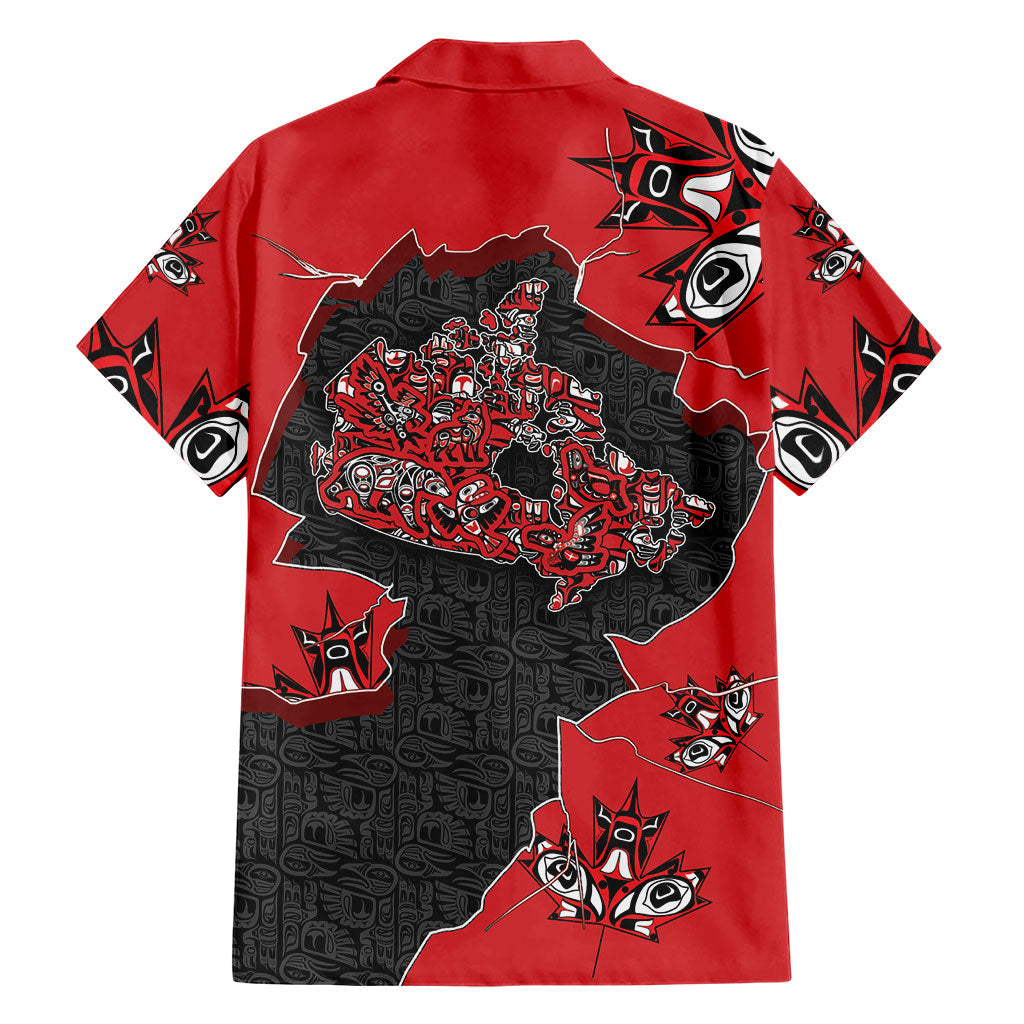 Canada National Indigenous Peoples Day Hawaiian Shirt Red Map Haida Totem Patterns