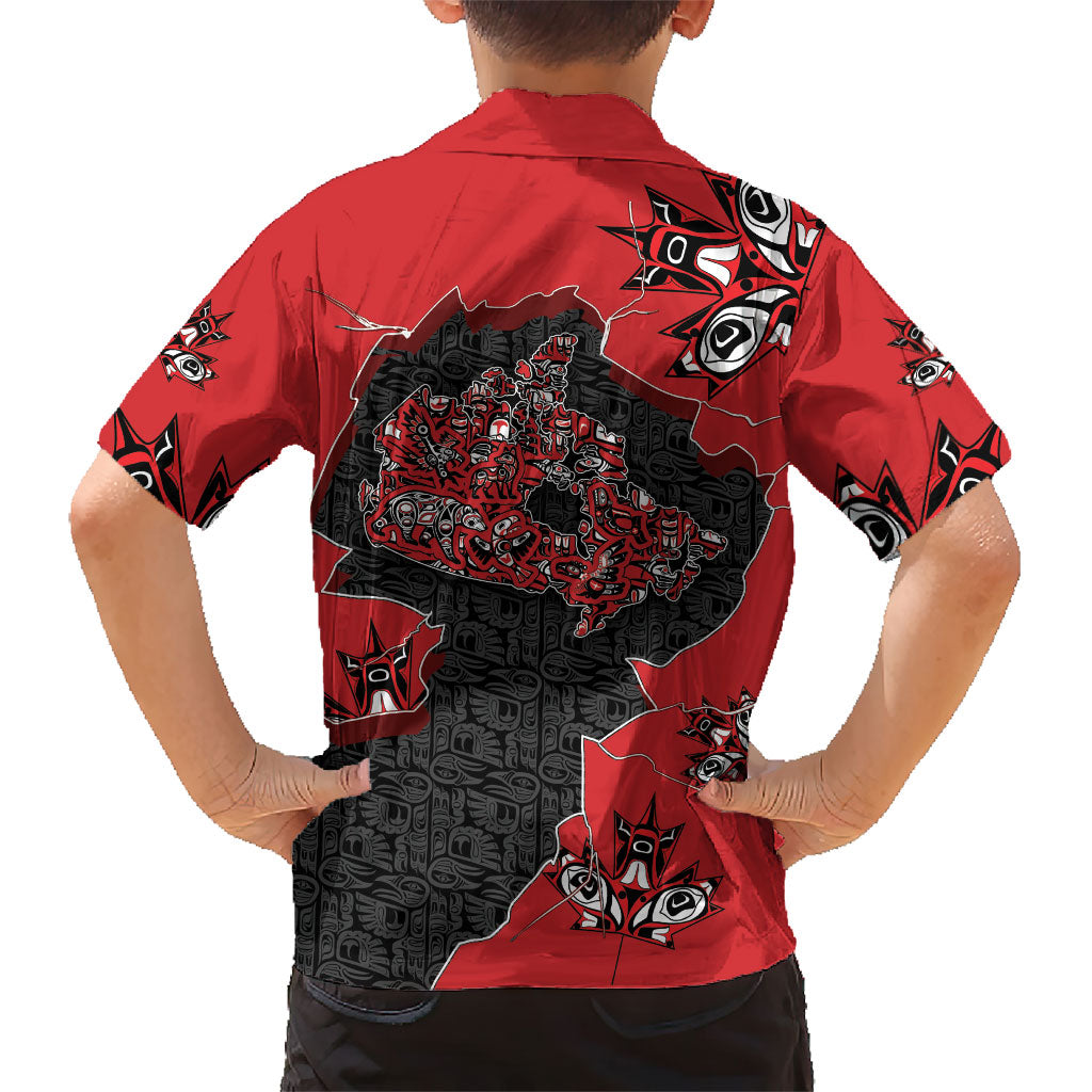 Canada National Indigenous Peoples Day Hawaiian Shirt Red Map Haida Totem Patterns