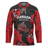 Canada National Indigenous Peoples Day Hockey Jersey Red Map Haida Totem Patterns