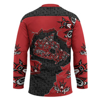 Canada National Indigenous Peoples Day Hockey Jersey Red Map Haida Totem Patterns