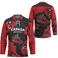 Canada National Indigenous Peoples Day Hockey Jersey Red Map Haida Totem Patterns