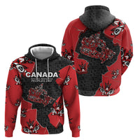 Canada National Indigenous Peoples Day Hoodie Red Map Haida Totem Patterns