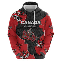 Canada National Indigenous Peoples Day Hoodie Red Map Haida Totem Patterns