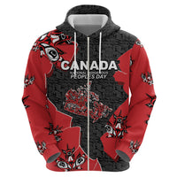 Canada National Indigenous Peoples Day Hoodie Red Map Haida Totem Patterns