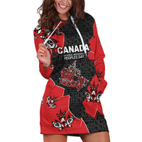 Canada National Indigenous Peoples Day Hoodie Dress Red Map Haida Totem Patterns