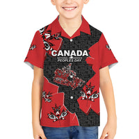 Canada National Indigenous Peoples Day Kid Hawaiian Shirt Red Map Haida Totem Patterns