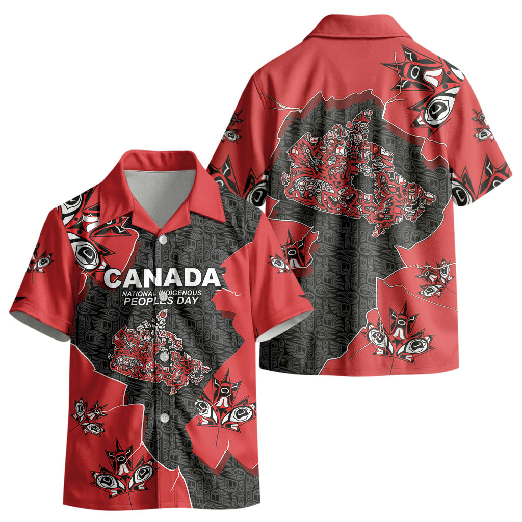 Canada National Indigenous Peoples Day Kid Hawaiian Shirt Red Map Haida Totem Patterns DT05
