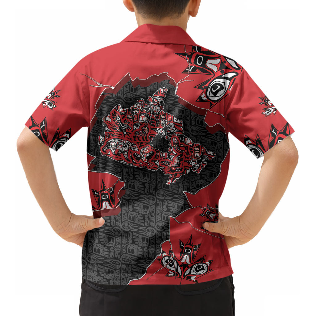 Canada National Indigenous Peoples Day Kid Hawaiian Shirt Red Map Haida Totem Patterns DT05