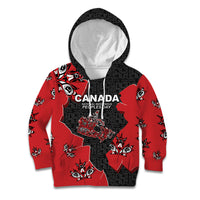 Canada National Indigenous Peoples Day Kid Hoodie Red Map Haida Totem Patterns