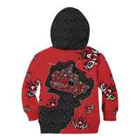 Canada National Indigenous Peoples Day Kid Hoodie Red Map Haida Totem Patterns
