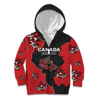 Canada National Indigenous Peoples Day Kid Hoodie Red Map Haida Totem Patterns