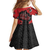 Canada National Indigenous Peoples Day Kid Short Sleeve Dress Red Map Haida Totem Patterns
