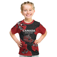 Canada National Indigenous Peoples Day Kid T Shirt Red Map Haida Totem Patterns