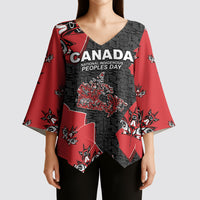 Canada National Indigenous Peoples Day Kimono Sleeve Blouse Red Map Haida Totem Patterns
