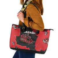 Canada National Indigenous Peoples Day Leather Tote Bag Red Map Haida Totem Patterns