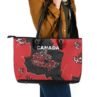 Canada National Indigenous Peoples Day Leather Tote Bag Red Map Haida Totem Patterns