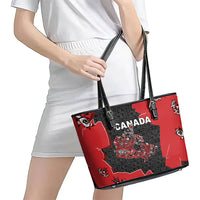 Canada National Indigenous Peoples Day Leather Tote Bag Red Map Haida Totem Patterns
