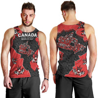 Canada National Indigenous Peoples Day Men Tank Top Red Map Haida Totem Patterns