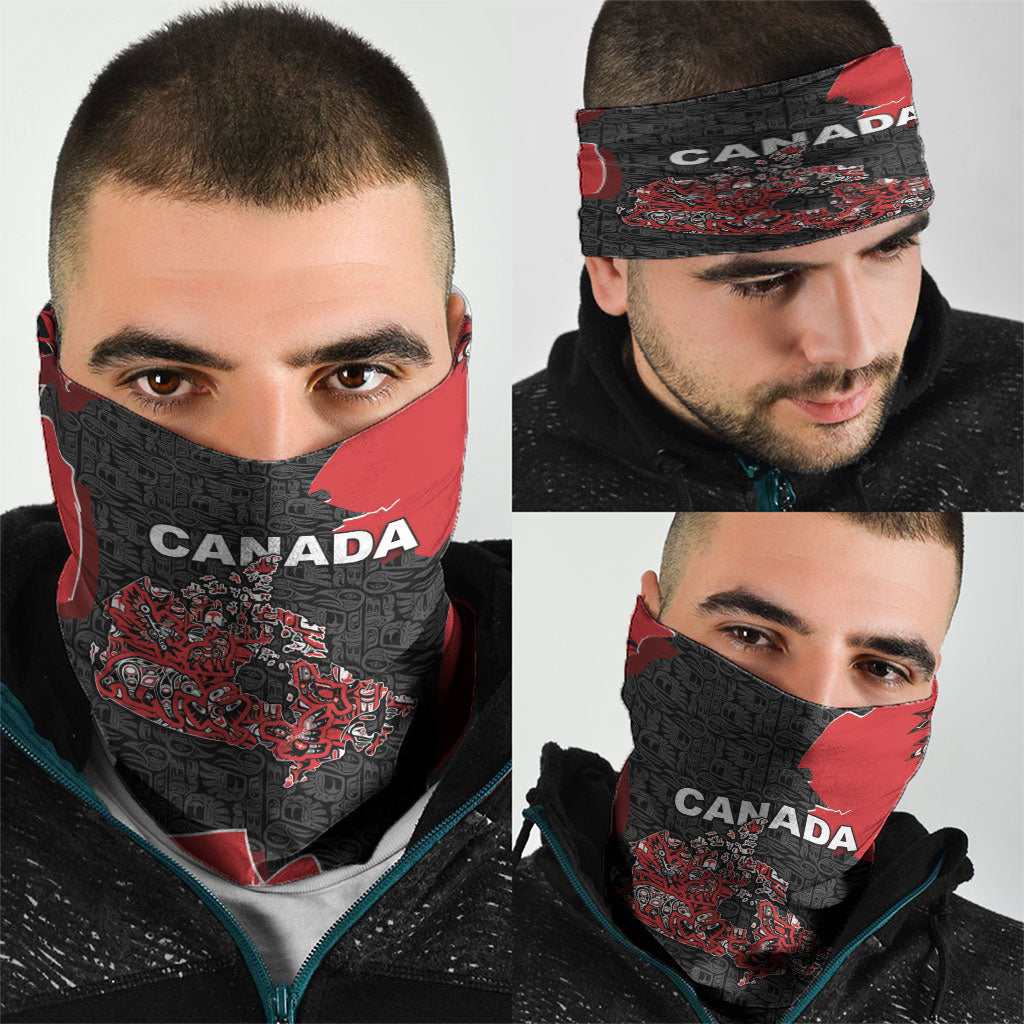 Canada National Indigenous Peoples Day Neck Gaiter Red Map Haida Totem Patterns