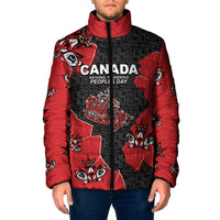Canada National Indigenous Peoples Day Padded Jacket Red Map Haida Totem Patterns