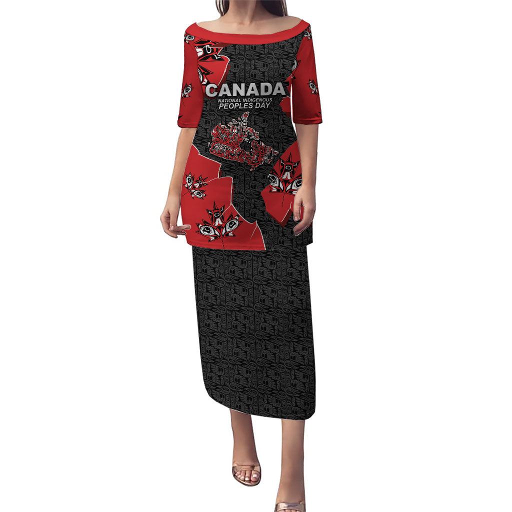 Canada National Indigenous Peoples Day Puletasi Red Map Haida Totem Patterns