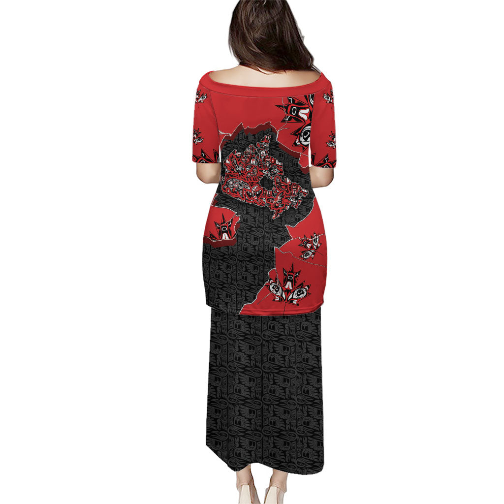 Canada National Indigenous Peoples Day Puletasi Red Map Haida Totem Patterns