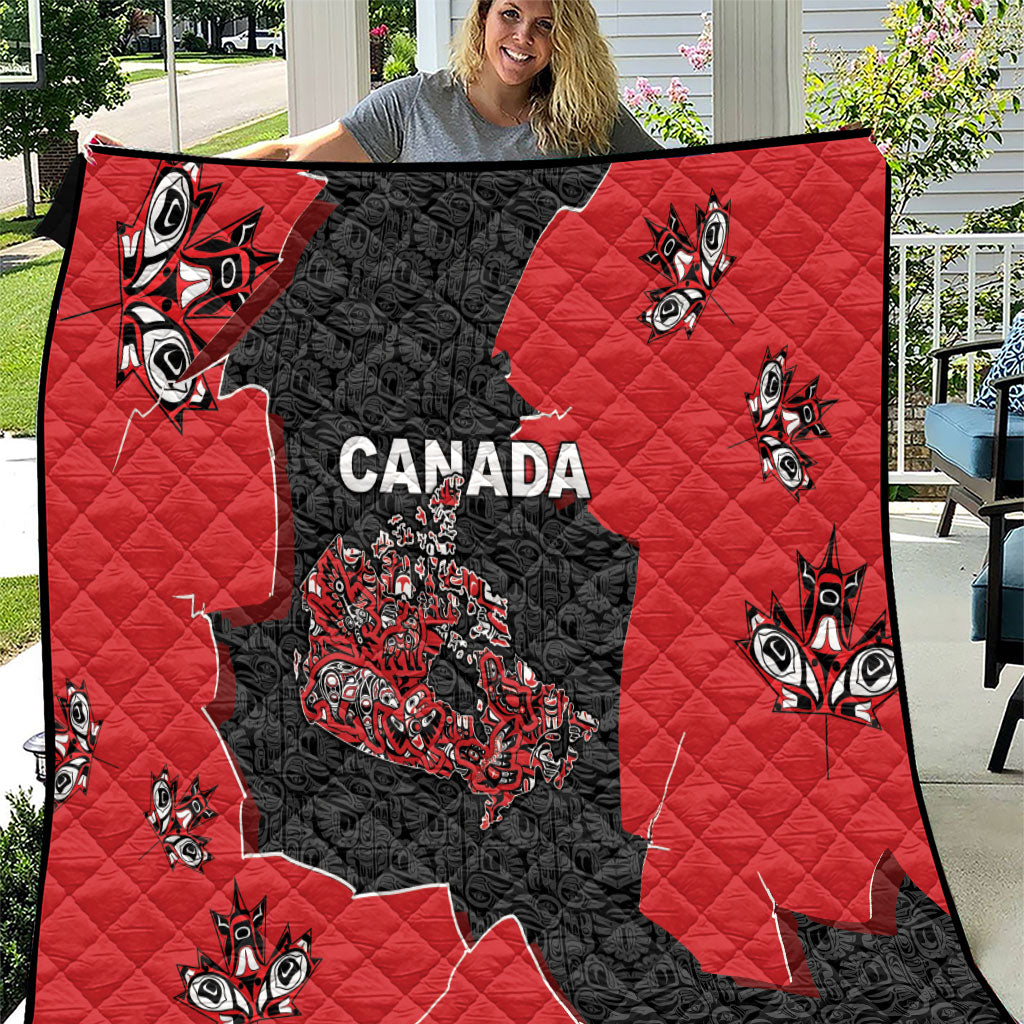 Canada National Indigenous Peoples Day Quilt Red Map Haida Totem Patterns