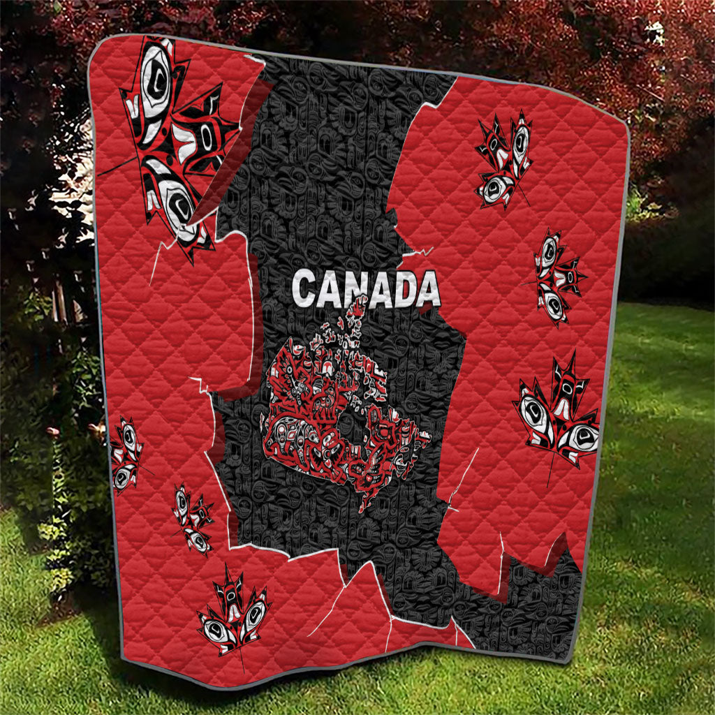 Canada National Indigenous Peoples Day Quilt Red Map Haida Totem Patterns