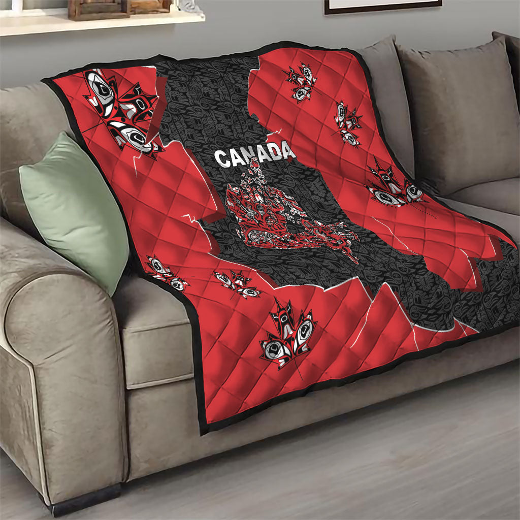 Canada National Indigenous Peoples Day Quilt Red Map Haida Totem Patterns
