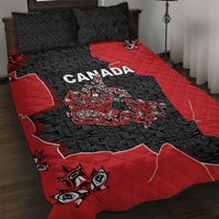 Canada National Indigenous Peoples Day Quilt Bed Set Red Map Haida Totem Patterns