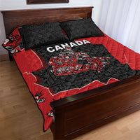 Canada National Indigenous Peoples Day Quilt Bed Set Red Map Haida Totem Patterns