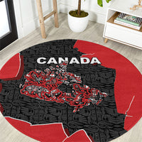 Canada National Indigenous Peoples Day Round Carpet Red Map Haida Totem Patterns