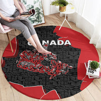 Canada National Indigenous Peoples Day Round Carpet Red Map Haida Totem Patterns