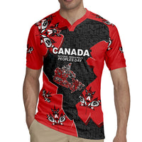 Canada National Indigenous Peoples Day Rugby Jersey Red Map Haida Totem Patterns