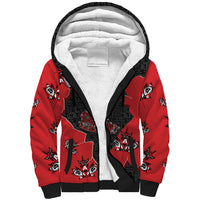 Canada National Indigenous Peoples Day Sherpa Hoodie Red Map Haida Totem Patterns