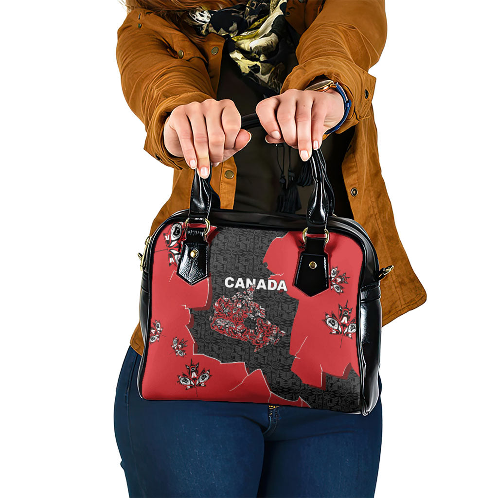 Canada National Indigenous Peoples Day Shoulder Handbag Red Map Haida Totem Patterns