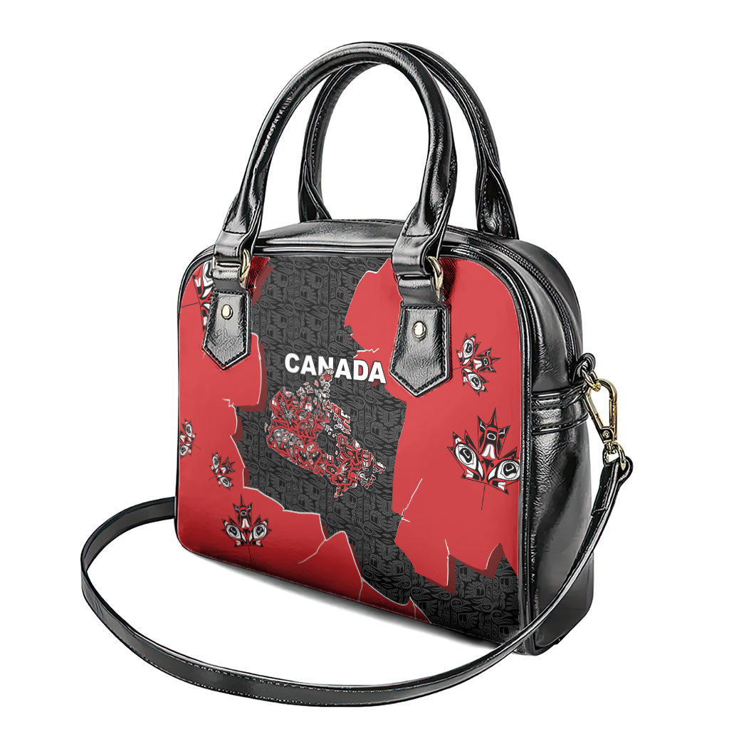 Canada National Indigenous Peoples Day Shoulder Handbag Red Map Haida Totem Patterns