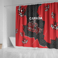 Canada National Indigenous Peoples Day Shower Curtain Red Map Haida Totem Patterns