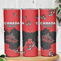 Canada National Indigenous Peoples Day Skinny Tumbler Red Map Haida Totem Patterns