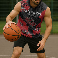 Canada National Indigenous Peoples Day Sleeveless Hoodie Red Map Haida Totem Patterns